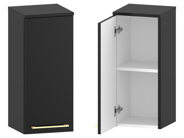 Słupek Łazienkowy RON 30 cm DW Lewy - Czarny Mat - Uchwyty Złote Szczotkowane