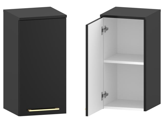 Słupek Łazienkowy RON 35 cm DW Lewy - Czarny Mat - Uchwyty Złote Szczotkowane Słupek Łazienkowy RON 35 cm DW Lewy - Czarny Mat - Uchwyty Złote Szczotkowane