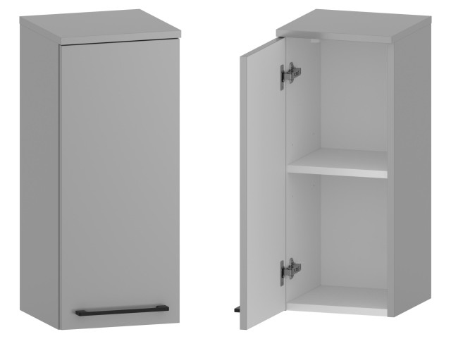 Słupek Łazienkowy RON 30 cm DW Lewy - Szary Mat - Uchwyty Czarne Matowe