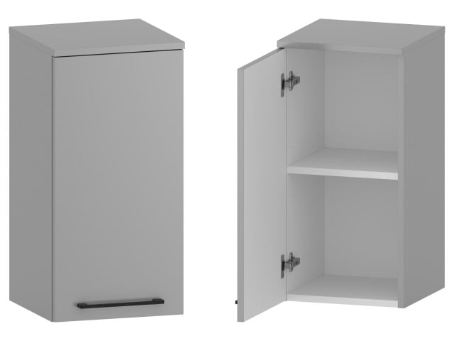 Słupek Łazienkowy RON 35 cm DW Lewy - Szary Mat - Uchwyty Czarne Matowe