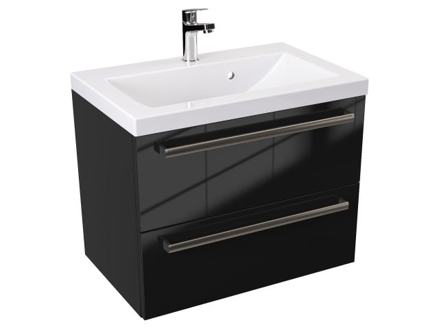 Szafka Wisząca Z Umywalką ATH 60 cm - Czarny Wysoki Połysk - Uchwyty Stal Szczotkowana Szafka Wisząca Z Umywalką ATH 60 cm - Czarny Wysoki Połysk - Uchwyty Stal Szczotkowana