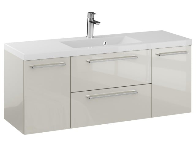 Szafka Wisząca Z Umywalką RON 120 cm D - Kaszmir Wysoki Połysk - Uchwyty Chromowane Szafka Wisząca Z Umywalką RON 120 cm D - Kaszmir Wysoki Połysk - Uchwyty Chromowane