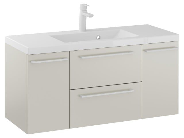 Szafka Wisząca Z Umywalką RON 100 cm D - Kaszmir Mat - Uchwyty Białe Matowe