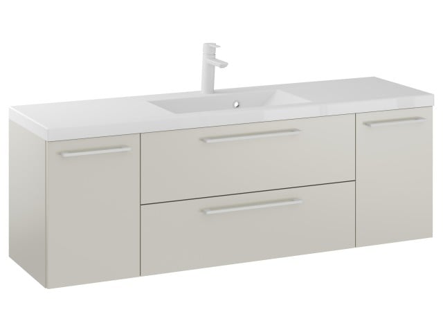 Szafka Wisząca Z Umywalką RON 140 cm D - Kaszmir Mat - Uchwyty Białe Matowe Szafka Wisząca Z Umywalką RON 140 cm D - Kaszmir Mat - Uchwyty Białe Matowe