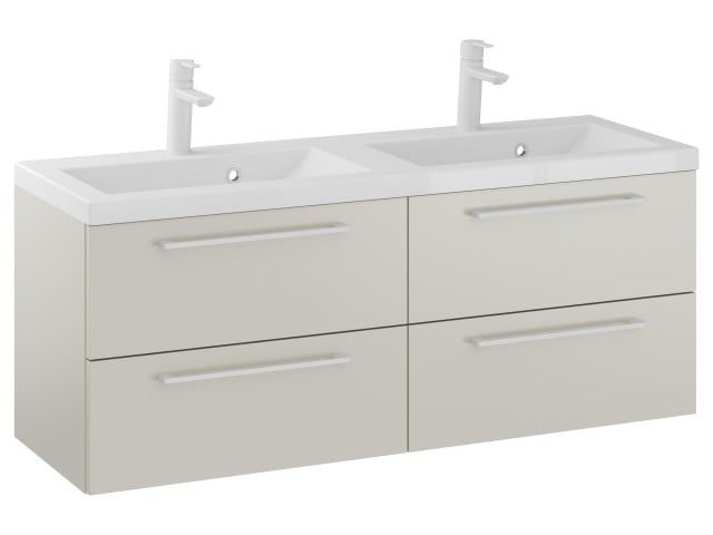Szafka Wisząca Z Umywalką RON 120 cm DUO - Kaszmir Mat - Uchwyty Białe Matowe