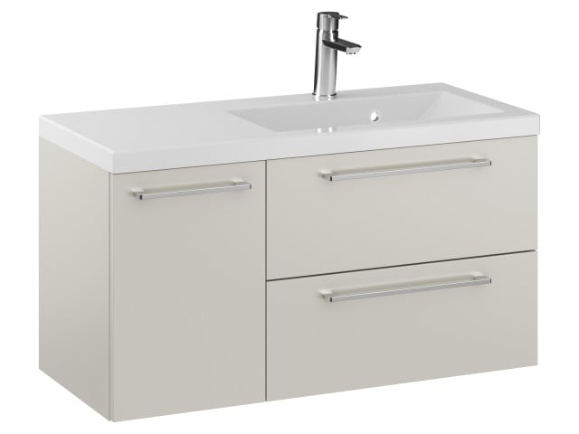 Szafka Wisząca Z Umywalką RON 90 cm D Prawa - Kaszmir Mat - Uchwyty Chromowane Szafka Wisząca Z Umywalką RON 90 cm D Prawa - Kaszmir Mat - Uchwyty Chromowane