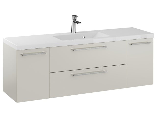 Szafka Wisząca Z Umywalką RON 140 cm D - Kaszmir Mat - Uchwyty Chromowane