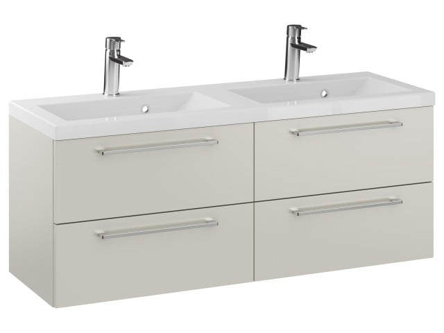 Szafka Wisząca Z Umywalką RON 120 cm DUO - Kaszmir Mat - Uchwyty Chromowane