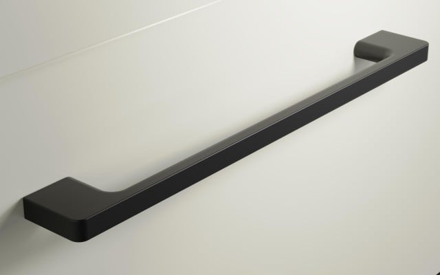 Szafka Wisząca Z Umywalką RON 90 cm D Prawa - Kaszmir Mat - Uchwyty Czarne Matowe