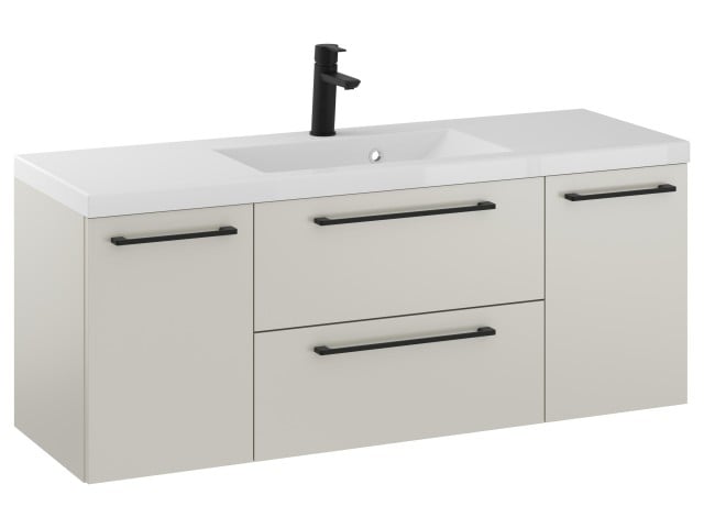Szafka Wisząca Z Umywalką RON 120 cm D - Kaszmir Mat - Uchwyty Czarne Matowe Szafka Wisząca Z Umywalką RON 120 cm D - Kaszmir Mat - Uchwyty Czarne Matowe