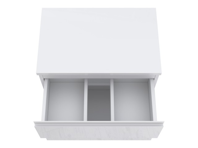 Szafka Łazienkowa z Blatem NOV 60 cm - Biały Lakier Połysk, Uchwyty Frezowane