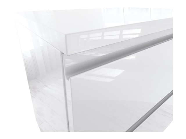 Szafka Łazienkowa z Blatem NOV 60 cm - Biały Lakier Połysk, Uchwyty Frezowane