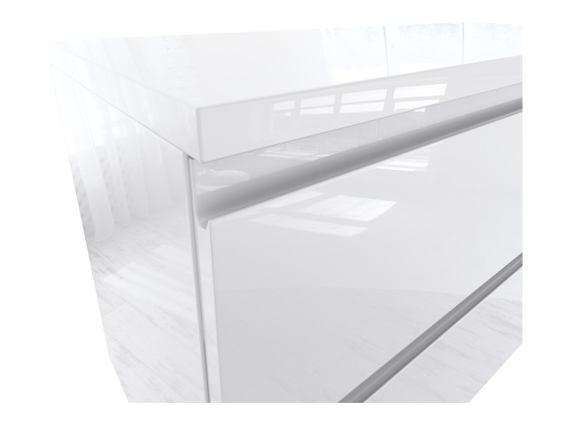 Szafka Łazienkowa z Blatem NOV 90 cm D Lewa - Biały Lakier Połysk, Uchwyty Frezowane