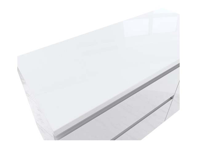 Szafka Łazienkowa z Blatem NOV 90 cm D Lewa - Biały Lakier Połysk, Uchwyty Frezowane