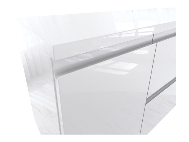 Szafka Łazienkowa z Blatem NOV 120 cm D - Biały Lakier Połysk, Uchwyty Frezowane