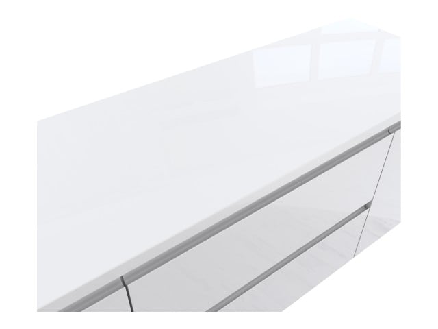 Szafka Łazienkowa z Blatem NOV 120 cm D - Biały Lakier Połysk, Uchwyty Frezowane