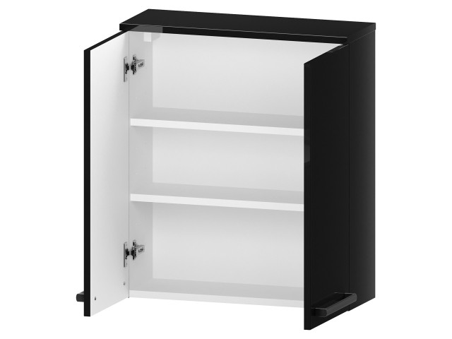 Szafka nad Pralkę ATH 60 cm 2D - Czarny Wysoki Połysk - Uchwyty Chromowane