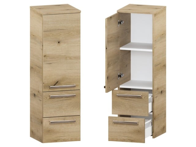 Słupek Łazienkowy ATHD 35 cm D2S20 Lewy - Dąb Evoke Coast Mat - Uchwyty Chromowane