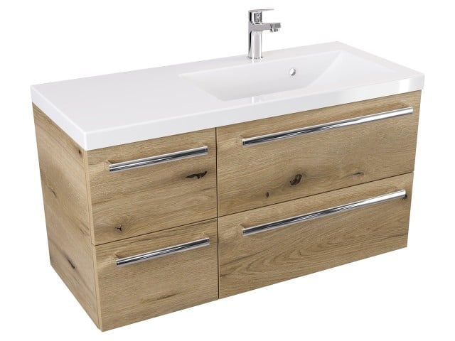 Szafka Wisząca Z Umywalką ATHD 90 cm S Prawa - Dąb Evoke Coast Mat - Uchwyty Chromowane