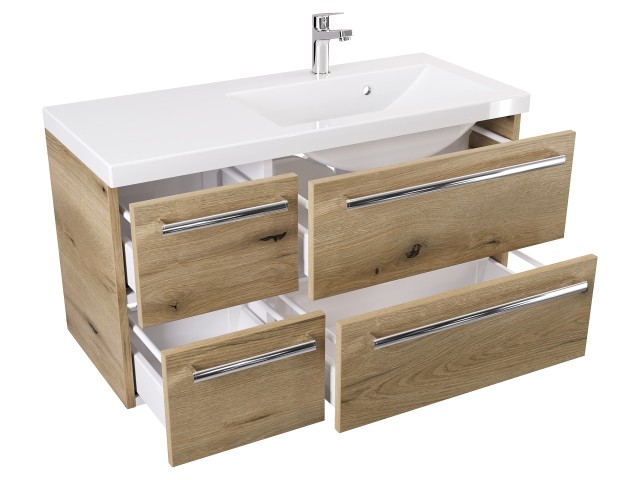 Szafka Wisząca Z Umywalką ATHD 90 cm S Prawa - Dąb Evoke Coast Mat - Uchwyty Chromowane