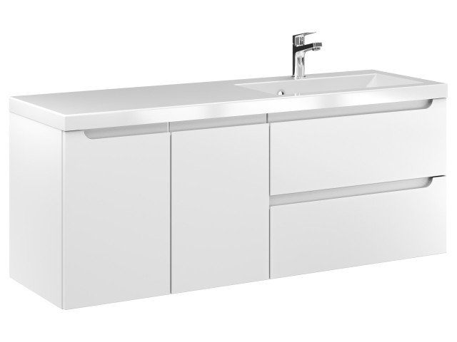 Szafka Wisząca Z Umywalką ETH 120 cm DS Prawa - Biały Mat