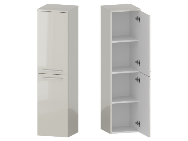 Słupek Łazienkowy RON 35 cm 2D Prawy - Kaszmir Wysoki Połysk - Uchwyty Białe Matowe