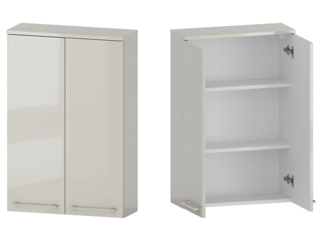 Szafka nad Pralkę RON 60 cm 2D90 - Kaszmir Wysoki Połysk - Uchwyty Chromowane