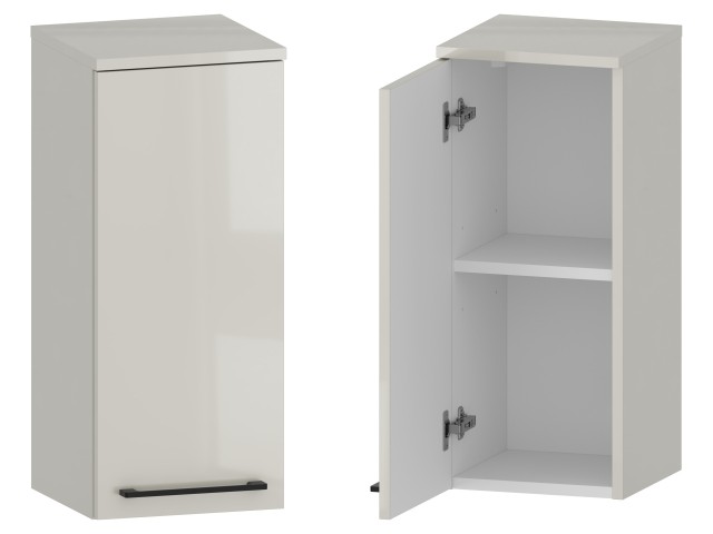 Słupek Łazienkowy RON 30 cm DW Lewy - Kaszmir Wysoki Połysk - Uchwyty Czarne Matowe