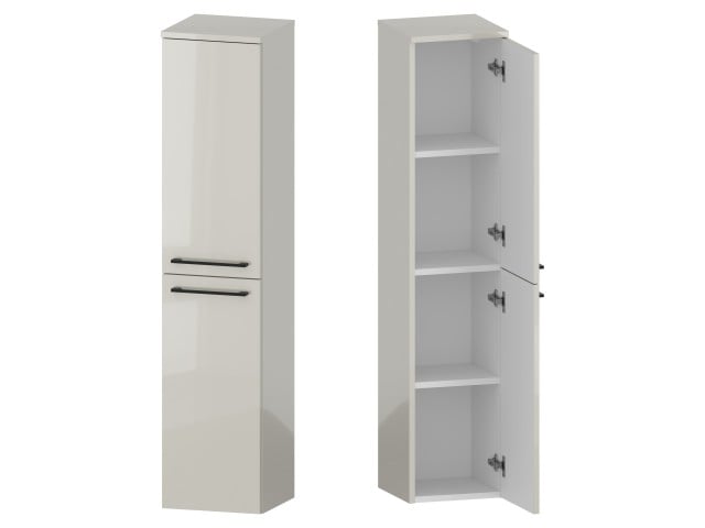 Słupek Łazienkowy RON 30 cm 2D Prawy - Kaszmir Wysoki Połysk - Uchwyty Czarne Matowe