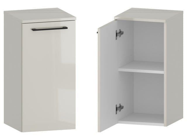 Słupek Łazienkowy RON 35 cm DD Lewy - Kaszmir Wysoki Połysk - Uchwyty Czarne Matowe