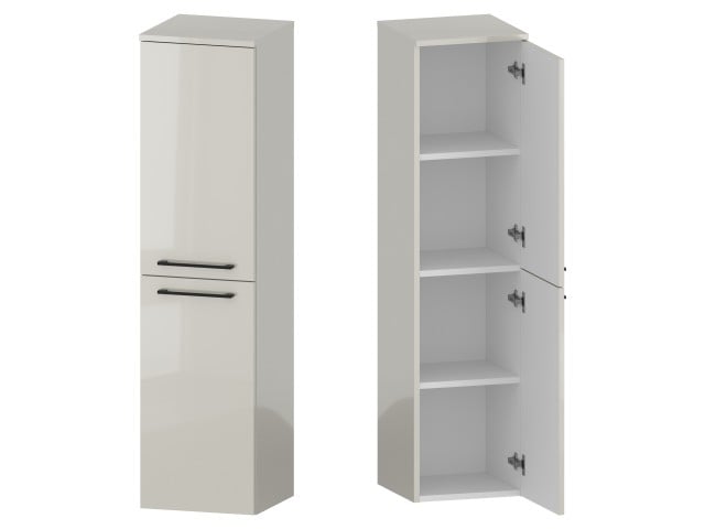 Słupek Łazienkowy RON 35 cm 2D Prawy - Kaszmir Wysoki Połysk - Uchwyty Czarne Matowe