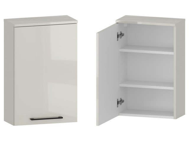 Szafka nad Pralkę RON 45 cm D Lewa - Kaszmir Wysoki Połysk - Uchwyty Czarne Matowe