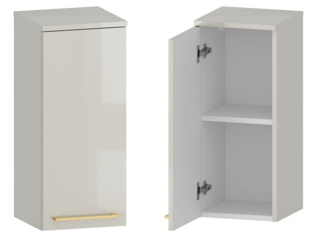 Słupek Łazienkowy RON 30 cm DW Lewy - Kaszmir Wysoki Połysk - Uchwyty Złote Szczotkowane