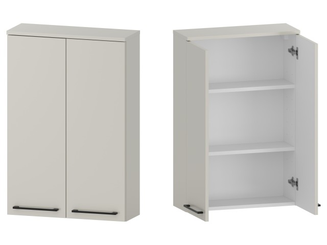 Szafka nad Pralkę RON 60 cm 2D90 - Kaszmir Mat - Uchwyty Czarne Matowe