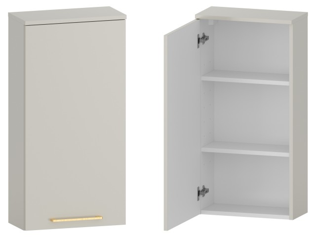 Szafka nad Pralkę RON 45 cm D90 Lewa - Kaszmir Mat - Uchwyty Złote Szczotkowane