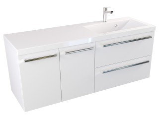 Szafka Wisząca Z Umywalką ATH 120 cm DS Prawa - Biały Mat - Uchwyty Chromowane