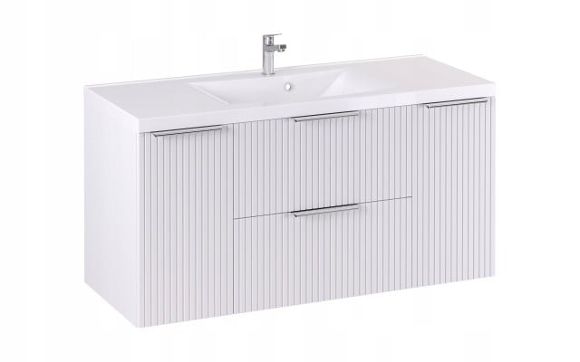 Szafka z Umywalką LOGHOS 120 cm Biały Mat KOSZ CARGO Furni