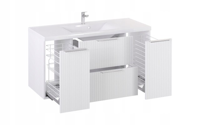 Szafka z Umywalką LOGHOS 120 cm Biały Mat KOSZ CARGO Furni