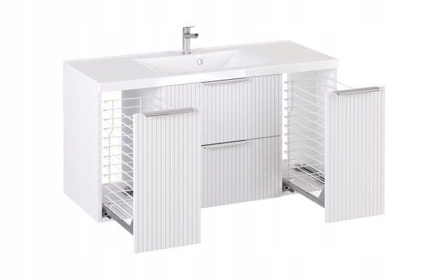 Szafka z Umywalką LOGHOS 120 cm Biały Mat KOSZ CARGO Furni