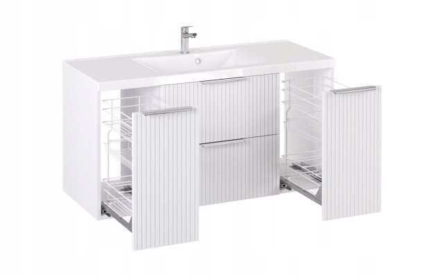 Szafka z Umywalką LOGHOS 120 cm Biały Mat KOSZ CARGO Furni