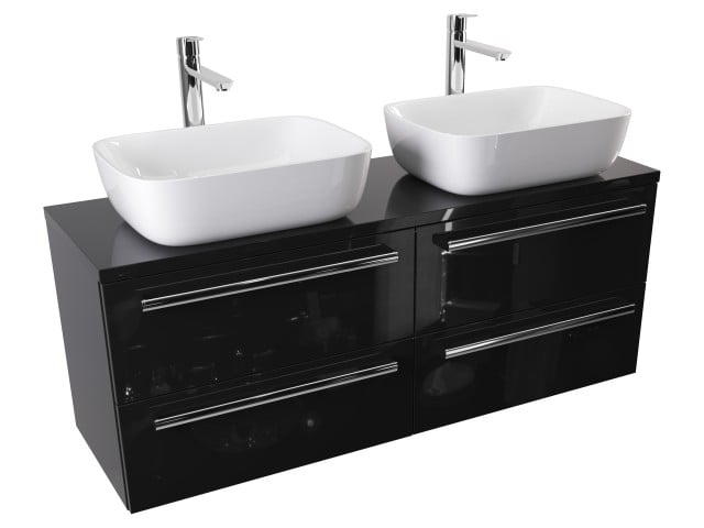Szafka Wisząca Z Umywalką Nablatową ATH 120 cm DUO - Czarny Wysoki Połysk - Uchwyty Chromowane Szafka Wisząca Z Umywalką Nablatową ATH 120 cm DUO - Czarny Wysoki Połysk - Uchwyty Chromowane
