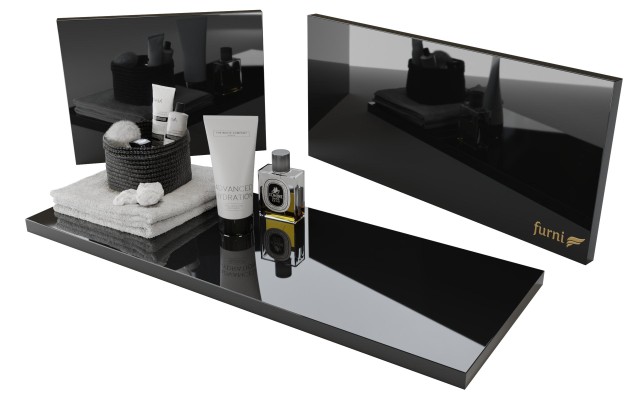 Szafka Wisząca Z Umywalką Nablatową ATH 120 cm DUO - Czarny Wysoki Połysk - Uchwyty Chromowane