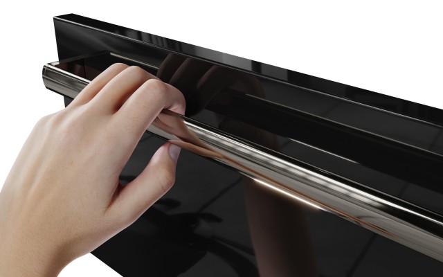 Szafka Wisząca Z Umywalką Nablatową ATH 120 cm DUO - Czarny Wysoki Połysk - Uchwyty Chromowane