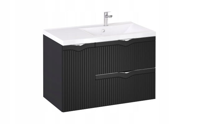 Szafka z Umywalką LOGHOS 90 cm Czarny Mat KOSZ CARGO Furni Szafka z Umywalką LOGHOS 90 cm Czarny Mat KOSZ CARGO Furni