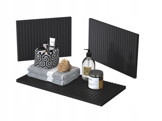 Szafka z Umywalką LOGHOS 120 cm DUO Czarny Mat Ryflowana Furni