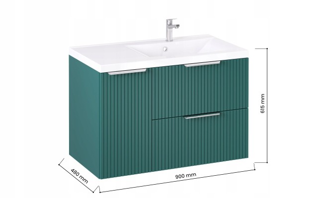 Szafka z Umywalką LOGHOS 90 cm Petrol Mat KOSZ CARGO Furni