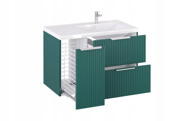 Szafka z Umywalką LOGHOS 90 cm Petrol Mat KOSZ CARGO Furni