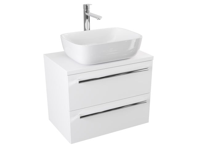 Szafka Wisząca Z Umywalką Nablatową ATH 60 cm - Biały Mat - Uchwyty Chromowane