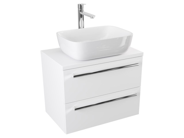 Szafka Wisząca Z Umywalką Nablatową ATH 60 cm - Biały Mat - Uchwyty Chromowane Szafka Wisząca Z Umywalką Nablatową ATH 60 cm - Biały Mat - Uchwyty Chromowane