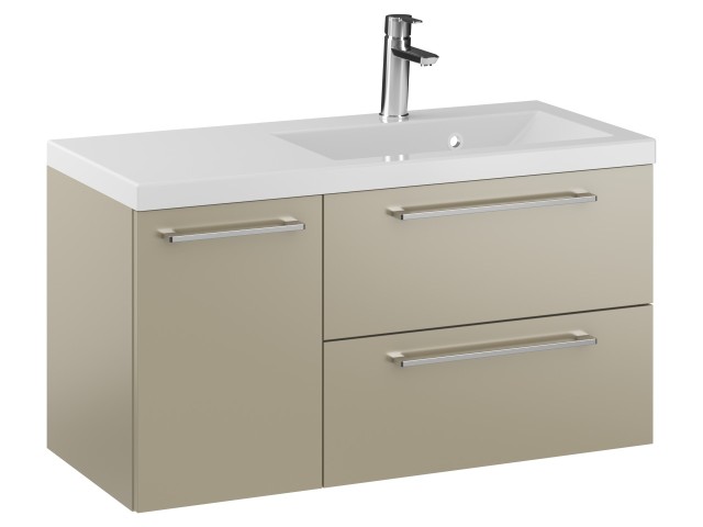 Szafka Wisząca Z Umywalką RON 90 cm D Prawa - Cappuccino Mat - Uchwyty Chromowane Szafka Wisząca Z Umywalką RON 90 cm D Prawa - Cappuccino Mat - Uchwyty Chromowane